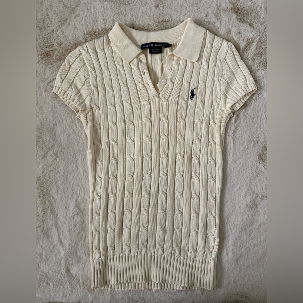 Ralph Lauren Ivory Cable Knit Polo